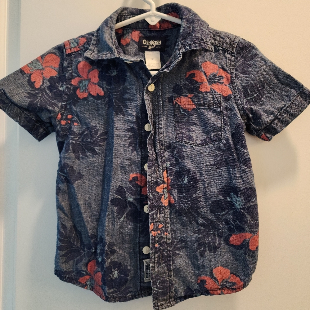 3t Oshkosh B'gosh shirt and shorts Floral Easter Spring Summer Resort Vacation